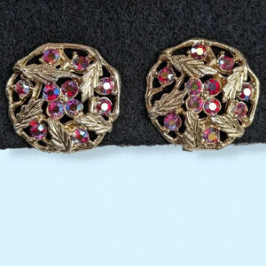 Vintage Sarah Cov Red AB Crystal Earrings
